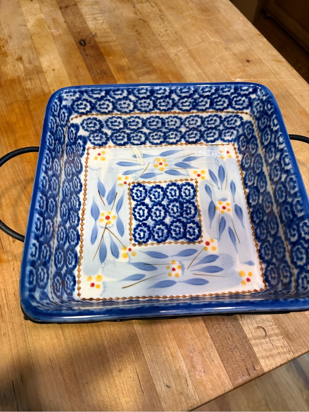 Temp-Tations Blue and White Floral Square Ceramic Dish